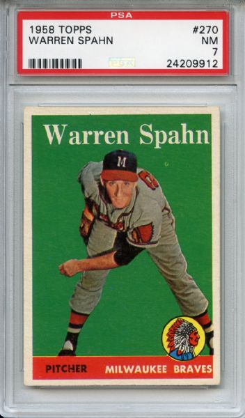 1958 Topps 270 Warren Spahn PSA NM 7