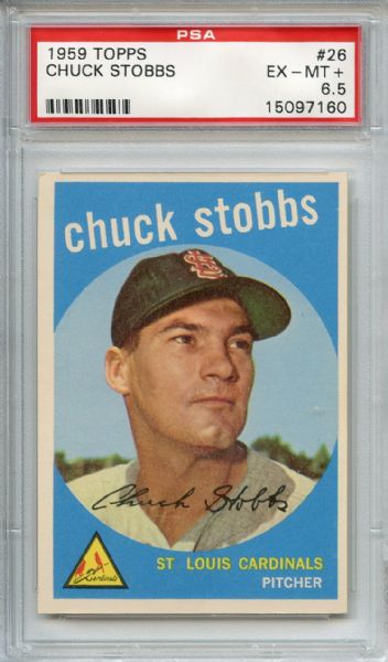 1959 Topps 26 Chuck Stobbs PSA EX-MT+ 6.5
