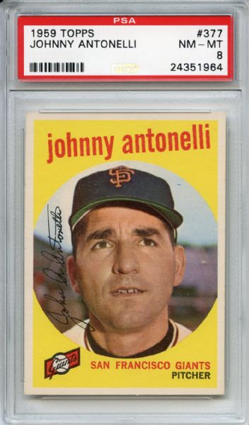 1959 Topps 377 Johnny Antonelli PSA NM-MT 8
