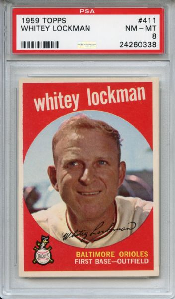 1959 Topps 411 Whitey Lockman PSA NM-MT 8