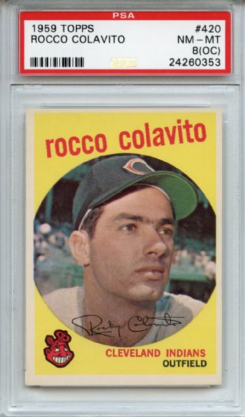 1959 Topps 420 Rocky Colavito PSA NM-MT 8 (OC)