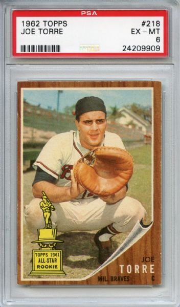 1962 Topps 218 Joe Torre RC PSA EX-MT 6