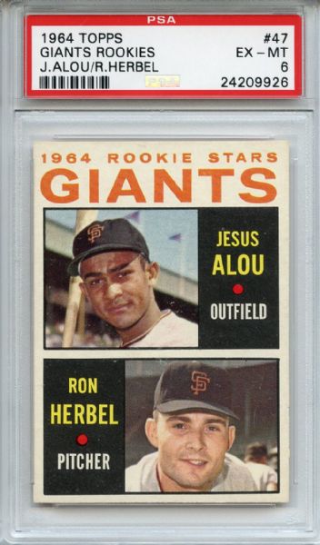 1964 Topps 47 Giants Rookies Jesus Alou RC PSA EX-MT 6