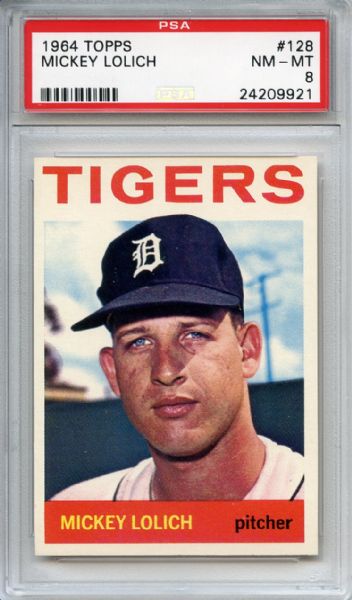 1964 Topps 128 Mickey Lolich RC PSA NM-MT 8