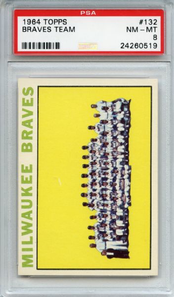 1964 Topps 132 Milwaukee Braves Team PSA NM-MT 8