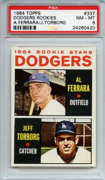 1964 Topps 337 Los Angeles Dodgers Rookies Jeff Torborg RC PSA NM-MT 8