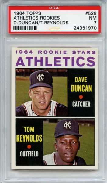 1964 Topps 528 Kansas City Athletics Rookies Dave Duncan PSA NM 7