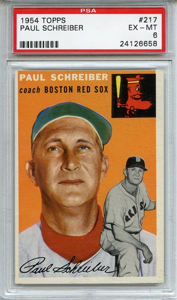 1954 Topps 217 Paul Schreiber PSA EX-MT 6