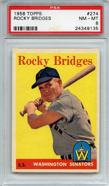 1958 Topps 274 Rocky Bridges PSA NM-MT 8