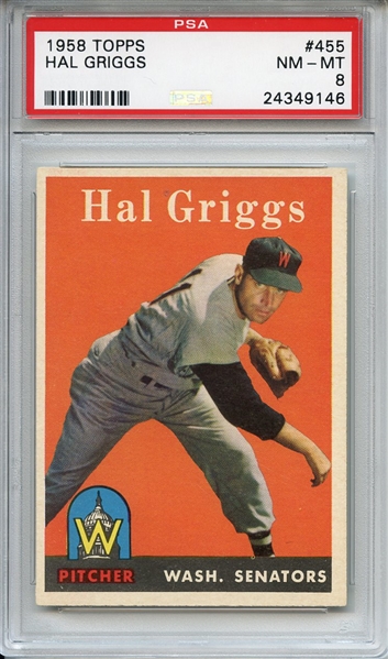1958 Topps 455 Hal Griggs PSA NM-MT 8