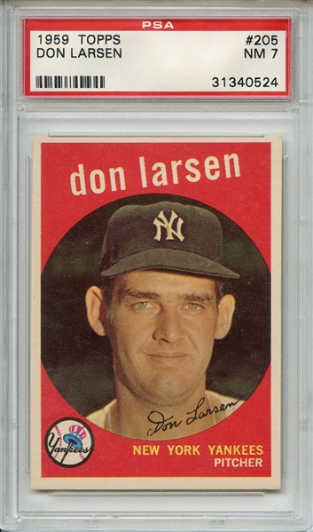 1959 Topps 205 Don Larsen White Back PSA NM 7