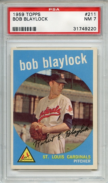 1959 Topps 211 Bob Blaylock White Back PSA NM 7