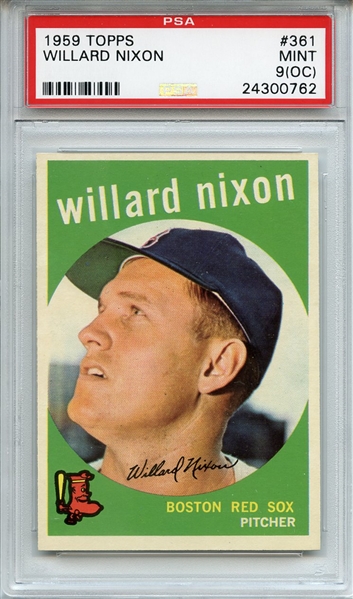 1959 Topps 361 Willard Nixon PSA MINT 9 (OC)