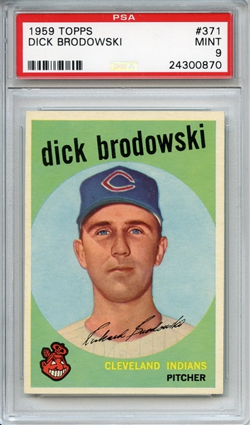 1959 Topps 371 Dick Brodowski PSA MINT 9