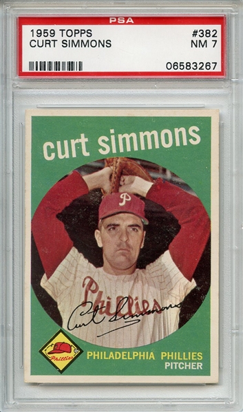 1959 Topps 382 Curt Simmons PSA NM 7