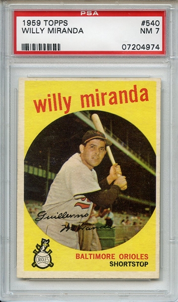 1959 Topps 540 Willy Miranda PSA NM 7