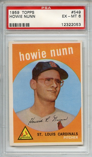 1959 Topps 549 Howie Nunn PSA EX-MT 6