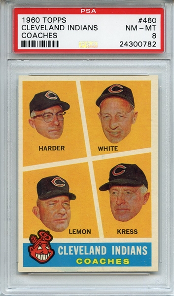 1960 Topps 460 Cleveland Indians Coaches Lemon PSA NM-MT 8