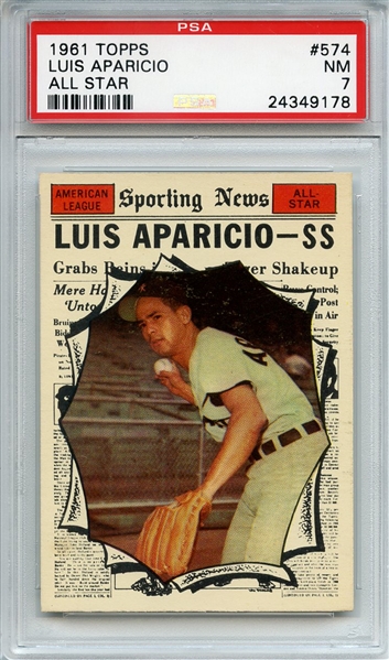 1961 Topps 574 Luis Aparicio All Star PSA NM 7