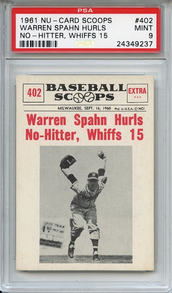 1961 Nu-Card Scoops 402 Warren Spahn PSA MINT 9