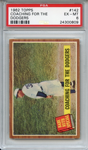 1962 Topps 142 Babe Ruth Coaching for Dodgers PSA EX-MT 6