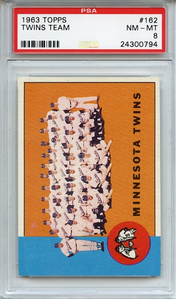 1963 Topps 162 Minnesota Twins Team PSA NM-MT 8