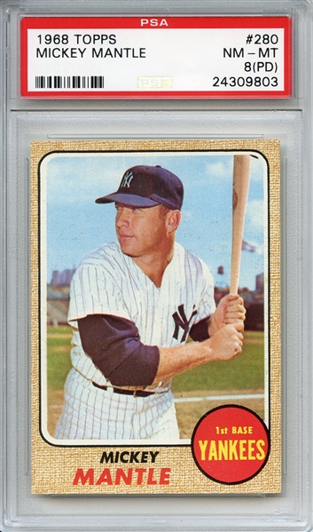 1968 Topps 280 Mickey Mantle PSA NM-MT 8 (PD)