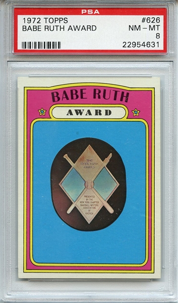 1972 Topps 626 Babe Ruth Award PSA NM-MT 8