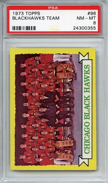 1973 Topps 96 Chicago Blackhawks Team PSA NM-MT 8