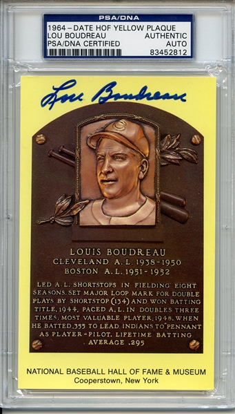 Lou Boudreau Signed HOF Postcard PSA/DNA