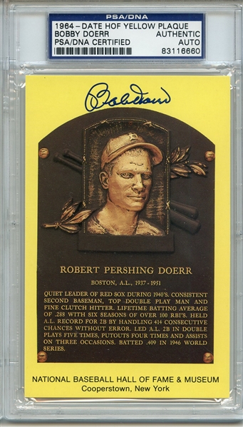 Bobby Doerr Signed HOF Postcard PSA/DNA