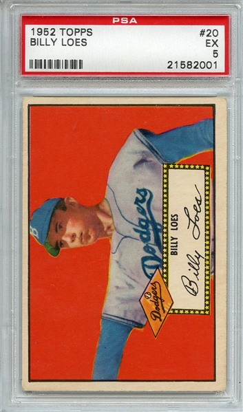 1952 Topps 20 Billy Loes Red Backs PSA EX 5