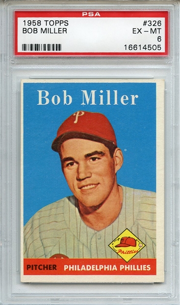 1958 Topps 326 Bob Miller PSA EX-MT 6