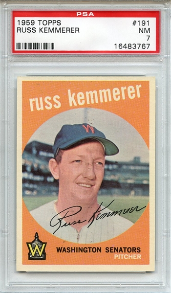 1959 Topps 191 Russ Kemmerer PSA NM 7
