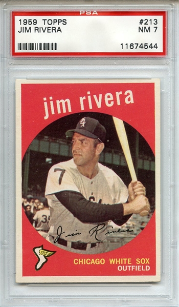 1959 Topps 213 Jim Rivera Gray Back PSA NM 7