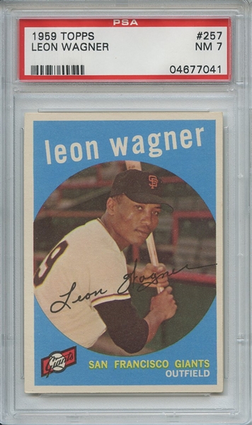 1959 Topps 257 Leon Wagner White Back PSA NM 7
