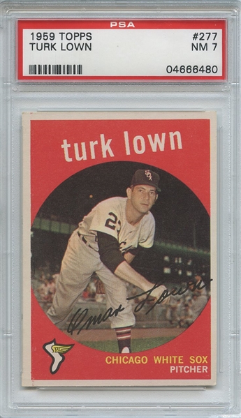 1959 Topps 277 Turk Lown White Back PSA NM 7
