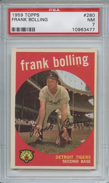 1959 Topps 280 Frank Bolling White Back PSA NM 7
