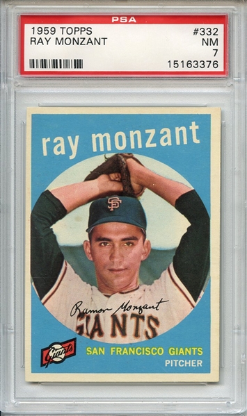 1959 Topps 332 Ray Monzant PSA NM 7