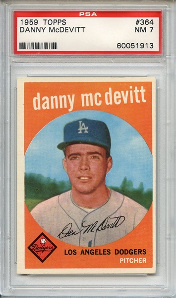1959 Topps 364 Danny McDevitt PSA NM 7