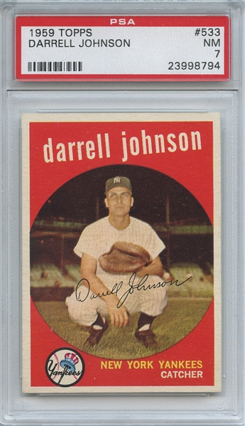 1959 Topps 533 Darrell Johnson PSA NM 7