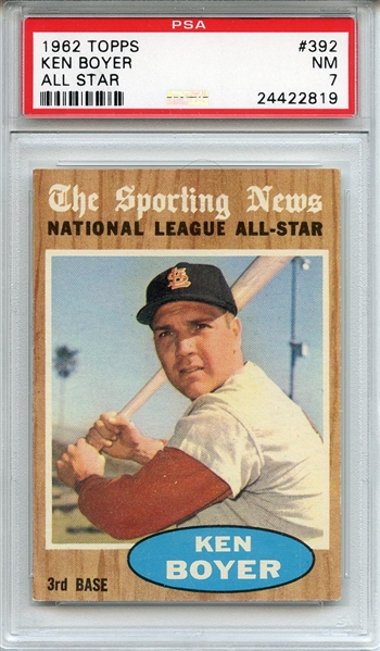 1962 Topps 392 Ken Boyer All Star PSA NM 7