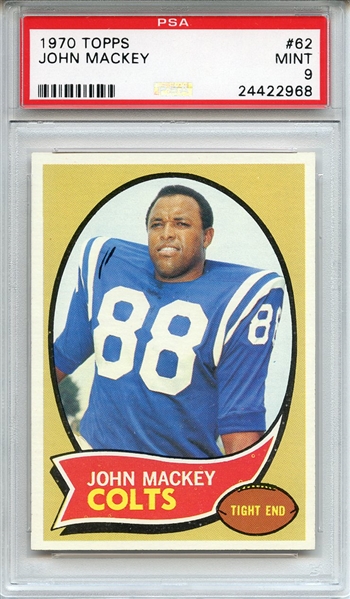 1970 Topps 62 John Mackey PSA MINT 9