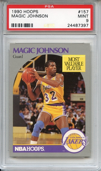 1990 Hoops 157 Magic Johnson PSA MINT 9