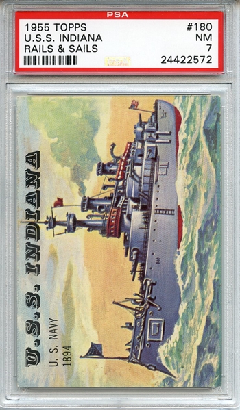 1955 Topps Rails & Sails 180 USS Indiana PSA NM 7