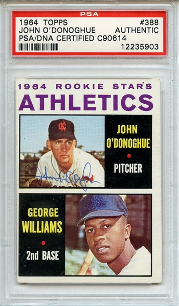 John O'Donoghue Signed 1964 Topps Baseball Card PSA/DNA