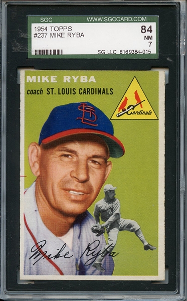 1954 Topps 237 Mike Ryba SGC NM 84 / 7