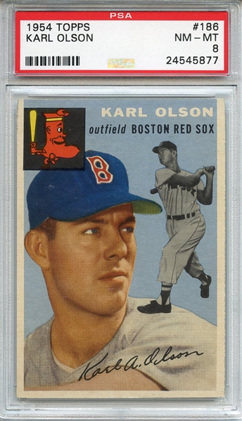 1954 Topps 186 Karl Olson PSA NM-MT 8