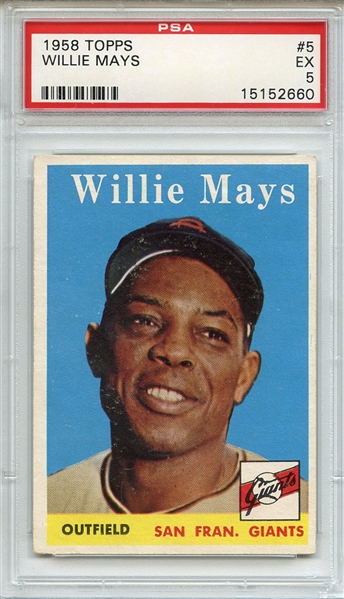 1958 Topps 5 Willie Mays PSA EX 5