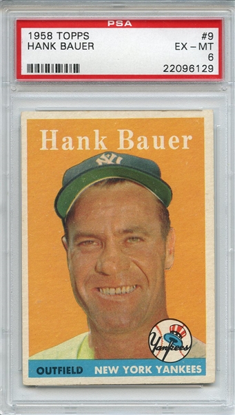 1958 Topps 9 Hank Bauer PSA EX-MT 6